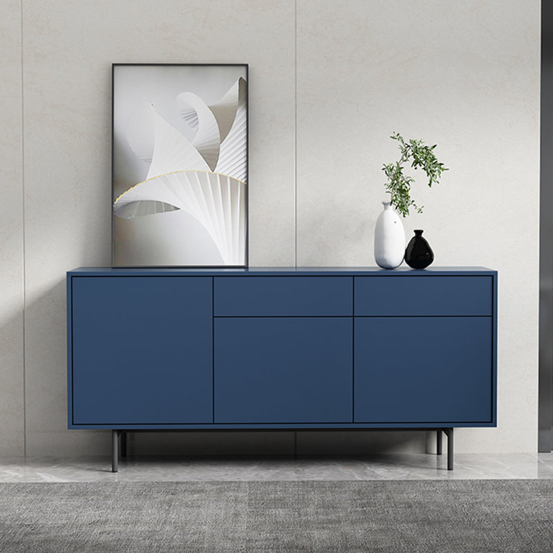 Modern Wooden Storage Sideboard Rectangle Sideboard Cabinet with Drawers and Doors 59"L x 14"W x 28"H Blue Clearhalo 'buffet_sideboard' 'Buffets & Sideboards' 'furn' 'furn_buffet_sideboard' 'Furniture' 'Kitchen & Dining Furniture' 6296151