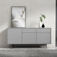 Modern Wooden Storage Sideboard Rectangle Sideboard Cabinet with Drawers and Doors 59"L x 14"W x 28"H Grey Clearhalo 'buffet_sideboard' 'Buffets & Sideboards' 'furn' 'furn_buffet_sideboard' 'Furniture' 'Kitchen & Dining Furniture' 6296152