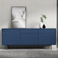 Modern Wooden Storage Sideboard Rectangle Sideboard Cabinet with Drawers and Doors 71"L x 14"W x 28"H Blue Clearhalo 'buffet_sideboard' 'Buffets & Sideboards' 'furn' 'furn_buffet_sideboard' 'Furniture' 'Kitchen & Dining Furniture' 6296154
