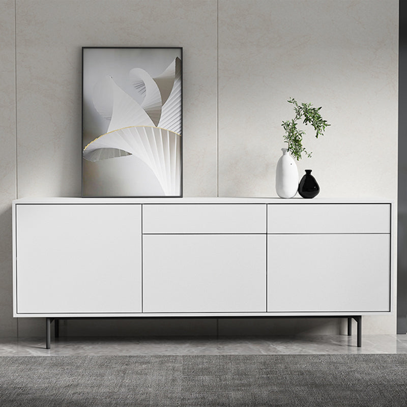 Modern Wooden Storage Sideboard Rectangle Sideboard Cabinet with Drawers and Doors 71"L x 14"W x 28"H White Clearhalo 'buffet_sideboard' 'Buffets & Sideboards' 'furn' 'furn_buffet_sideboard' 'Furniture' 'Kitchen & Dining Furniture' 6296155