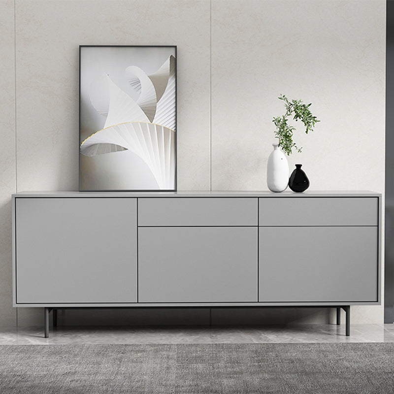 Modern Wooden Storage Sideboard Rectangle Sideboard Cabinet with Drawers and Doors 71"L x 14"W x 28"H Grey Clearhalo 'buffet_sideboard' 'Buffets & Sideboards' 'furn' 'furn_buffet_sideboard' 'Furniture' 'Kitchen & Dining Furniture' 6296156