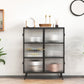 Rectangle Metal Storage Sideboard Contemporary Side Board with Glass Door Clearhalo 'buffet_sideboard' 'Buffets & Sideboards' 'furn' 'furn_buffet_sideboard' 'Furniture' 'Kitchen & Dining Furniture' 6296291