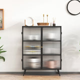 Rectangle Metal Storage Sideboard Contemporary Side Board with Glass Door Clearhalo 'buffet_sideboard' 'Buffets & Sideboards' 'furn' 'furn_buffet_sideboard' 'Furniture' 'Kitchen & Dining Furniture' 6296291