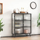 Rectangle Metal Storage Sideboard Contemporary Side Board with Glass Door Clearhalo 'buffet_sideboard' 'Buffets & Sideboards' 'furn' 'furn_buffet_sideboard' 'Furniture' 'Kitchen & Dining Furniture' 6296294