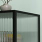 Panneau latéral en métal et en verre 53 "H Modern Minimalist Home Rectangular Batchard avec porte