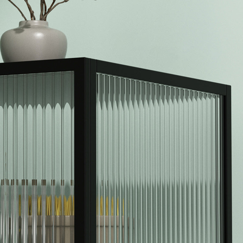 Panneau latéral en métal et en verre 53 "H Modern Minimalist Home Rectangular Batchard avec porte