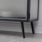 Armoire à plate-forme en métal moderne Batteur de rangement à la maison avec porte en verre