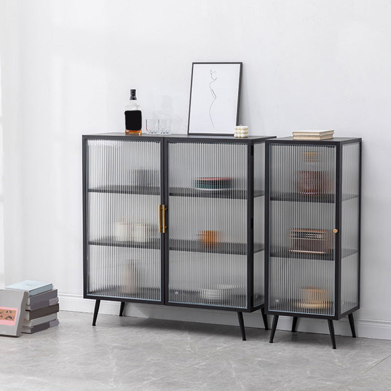 Armoire à plate-forme en métal moderne Batteur de rangement à la maison avec porte en verre