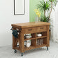 Farmhouse Pine Kitchen Island Cucina rimovibile con cassetto e scaffali