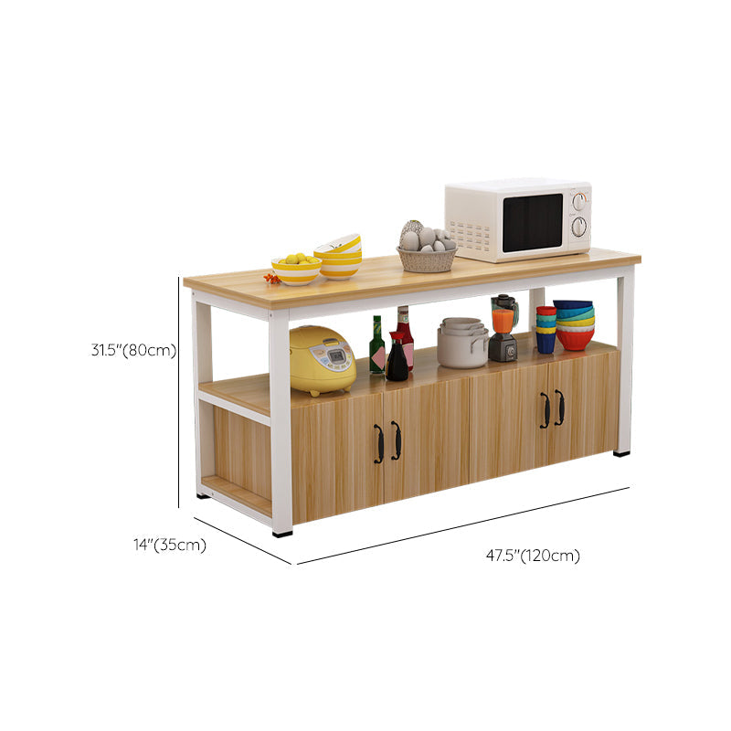 MDF y mesa de cocina de acero con gabinetes de almacenamiento carro de cocina con base negra/blanca