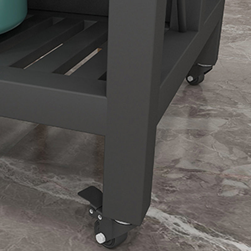 Carrello del carrello in cucina rotolante con top marmo/pietra e carrello da cucina a base di ferro in nero
