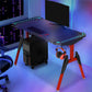 Modern Style Computer Desk Free Form Gaming Desk with 4 Legs 55"L x 24"W x 29"H Red Clearhalo 'furn' 'furn_office_desk' 'Furniture' 'Office Desks' 'Office Furniture' 'office_desk' 6296579