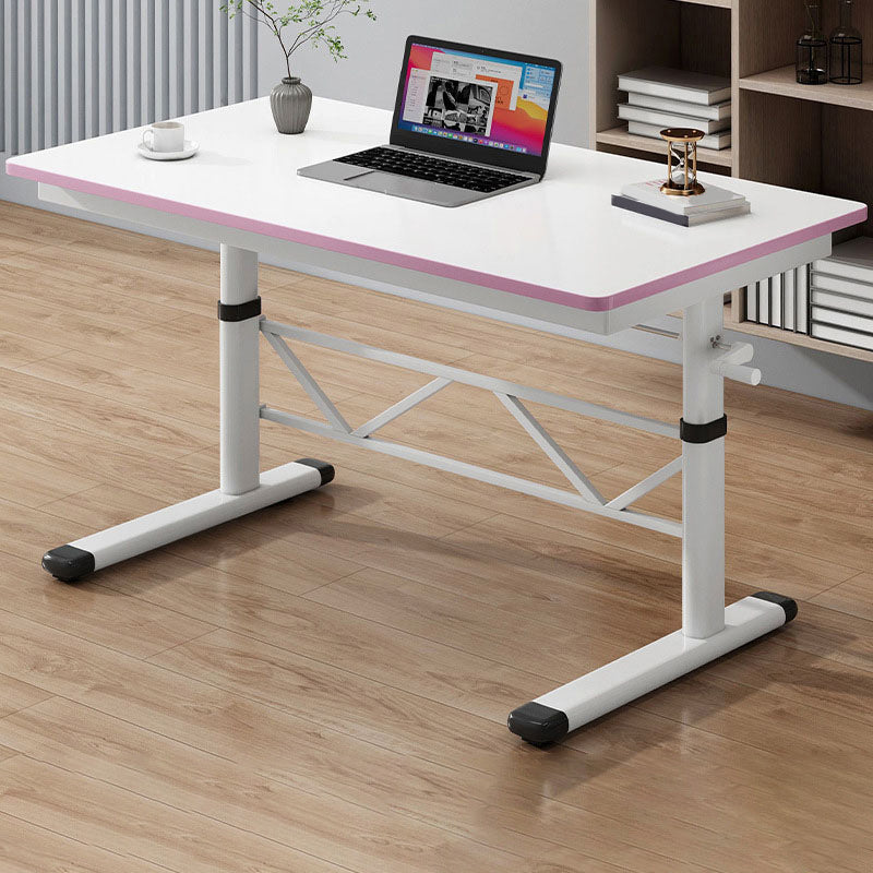 Contemporary Standing Desk Converter Rectangular Office Desk White-Pink Clearhalo 'furn' 'furn_office_desk' 'Furniture' 'Office Desks' 'Office Furniture' 'office_desk' 6296675