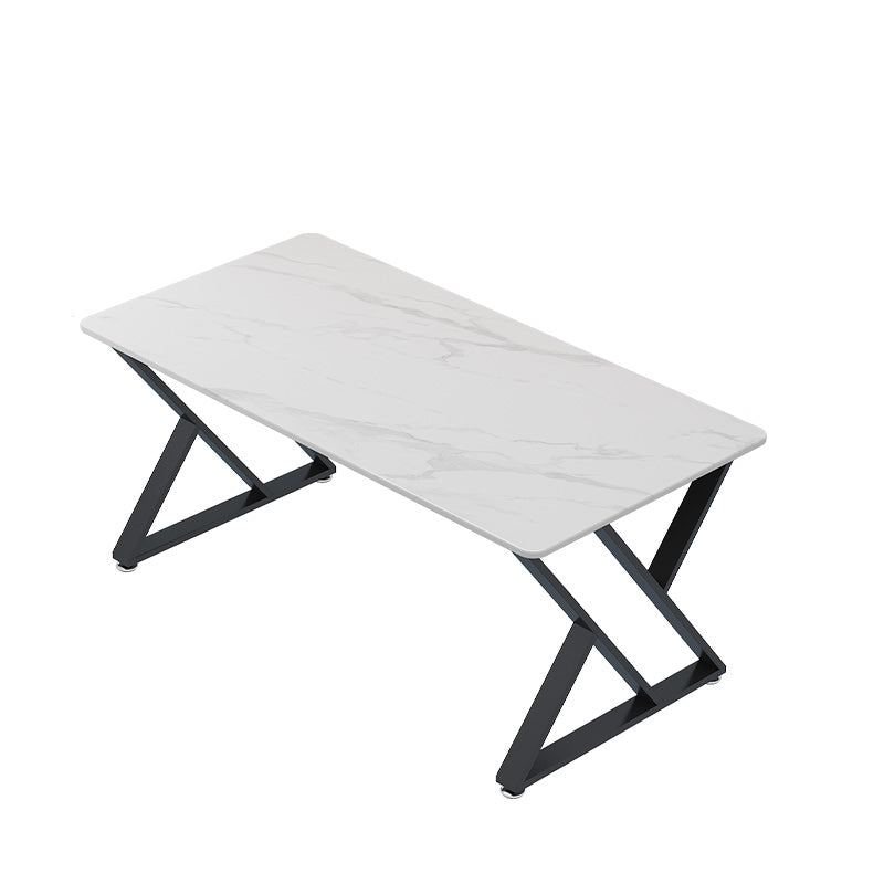 Scrivania di scrittura glam bianca rettangolare in metallo da ufficio per ufficio