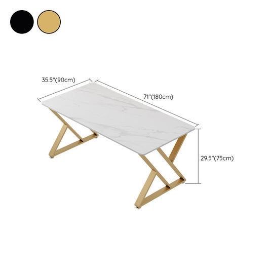 Scrivania di scrittura glam bianca rettangolare in metallo da ufficio per ufficio