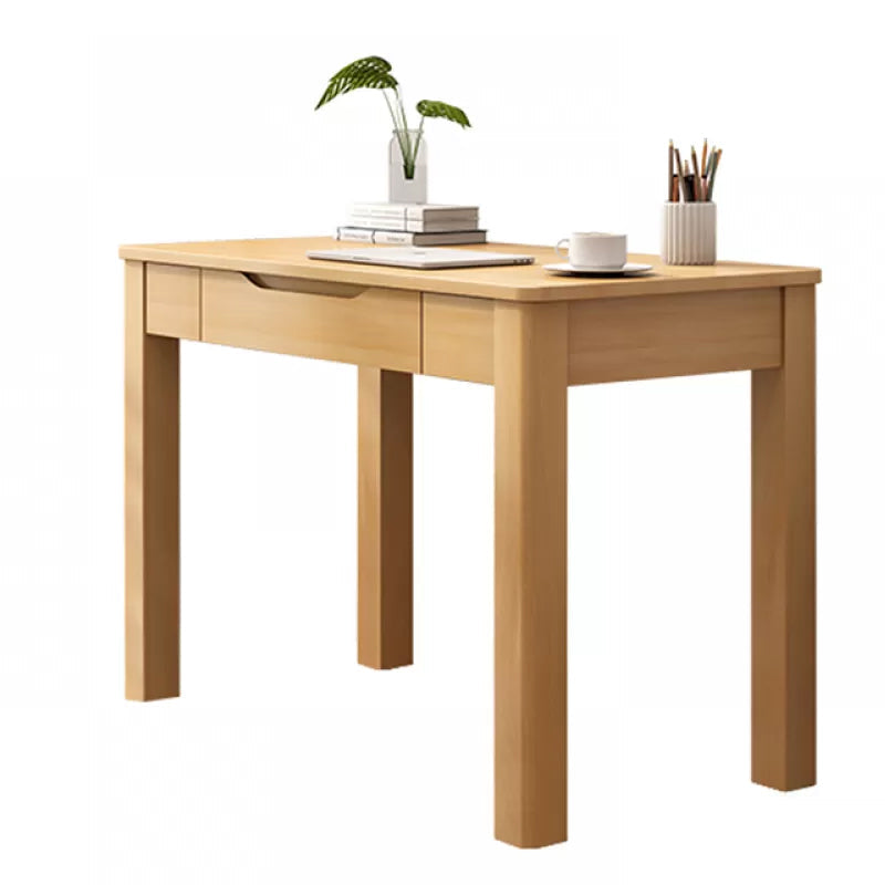 21" Wide Contemporary Writing Desk Rubberwood Solid Wood Office Desk 31.5"L x 21.7"W x 29.5"H Natural Clearhalo 'furn' 'furn_office_desk' 'Furniture' 'Office Desks' 'Office Furniture' 'office_desk' 6296760