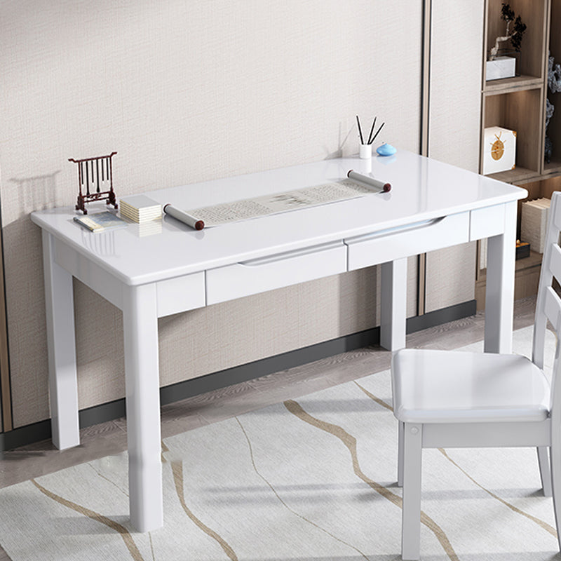 21" Wide Contemporary Writing Desk Rubberwood Solid Wood Office Desk 55.1"L x 21.7"W x 29.5"H White Clearhalo 'furn' 'furn_office_desk' 'Furniture' 'Office Desks' 'Office Furniture' 'office_desk' 6296764