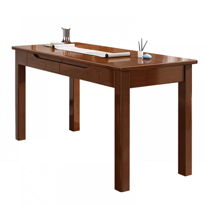 21" Wide Contemporary Writing Desk Rubberwood Solid Wood Office Desk 39.4"L x 21.7"W x 29.5"H Nut-Brown Clearhalo 'furn' 'furn_office_desk' 'Furniture' 'Office Desks' 'Office Furniture' 'office_desk' 6296765