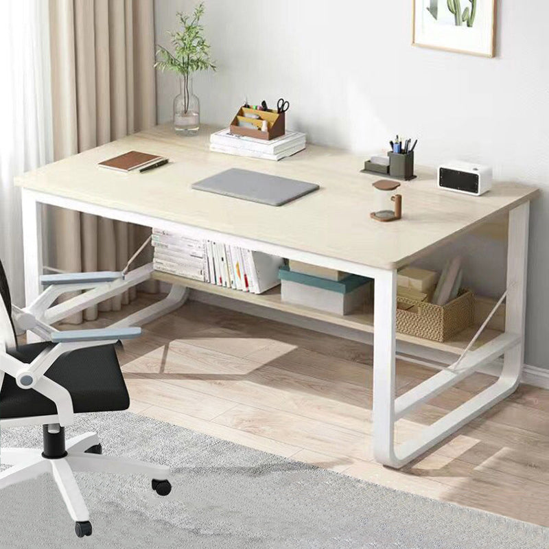 Metal and Wooden Writing Desk Sled Base Rectangular Office Desk for Office Wood Clearhalo 'furn' 'furn_office_desk' 'Furniture' 'Office Desks' 'Office Furniture' 'office_desk' 6296822
