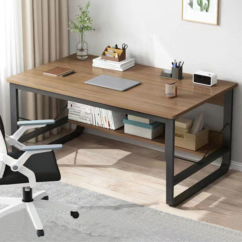 Metal and Wooden Writing Desk Sled Base Rectangular Office Desk for Office Oak Clearhalo 'furn' 'furn_office_desk' 'Furniture' 'Office Desks' 'Office Furniture' 'office_desk' 6296824
