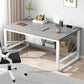 Metal and Wooden Writing Desk Sled Base Rectangular Office Desk for Office Grey Clearhalo 'furn' 'furn_office_desk' 'Furniture' 'Office Desks' 'Office Furniture' 'office_desk' 6296825