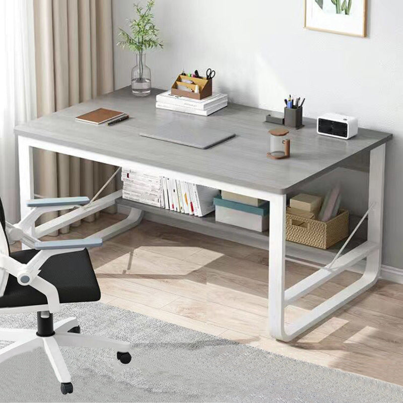 Metal and Wooden Writing Desk Sled Base Rectangular Office Desk for Office Grey Clearhalo 'furn' 'furn_office_desk' 'Furniture' 'Office Desks' 'Office Furniture' 'office_desk' 6296825