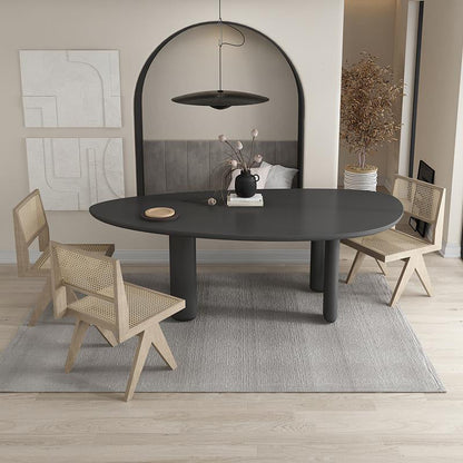 Modern gebogen kantoor bureau massief hout parsons zwart schrijfbureau