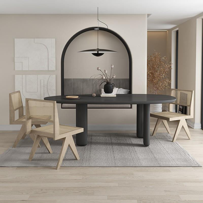 Modern gebogen kantoor bureau massief hout parsons zwart schrijfbureau