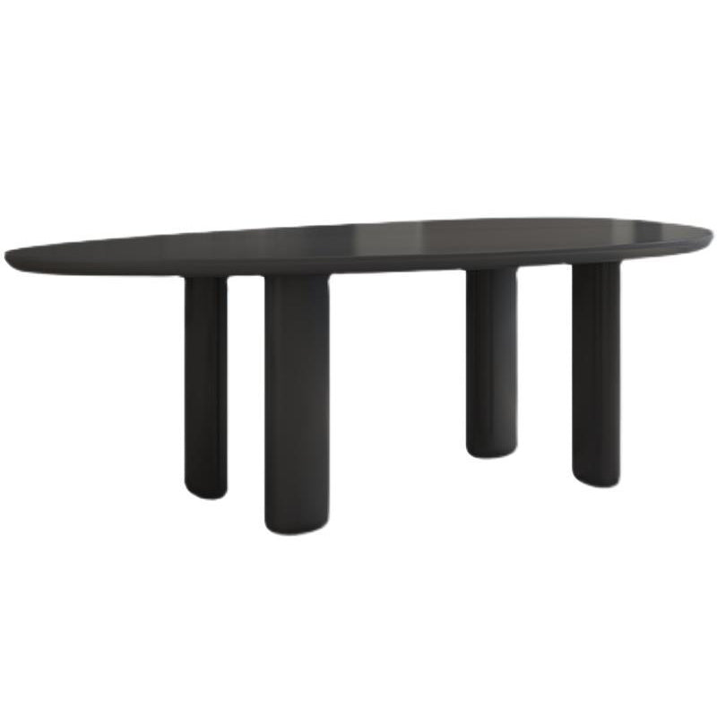 Modern gebogen kantoor bureau massief hout parsons zwart schrijfbureau