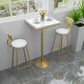 Glam Bar Table in Metal Pedestal Faux Marble Top Bar Dining Table for Small Places White Square Clearhalo 'Bar Furniture' 'Bar Tables' 'bar_tables' 'furn' 'furn_bar_tables' 'Furniture' 'Kitchen & Dining Furniture' 6296977