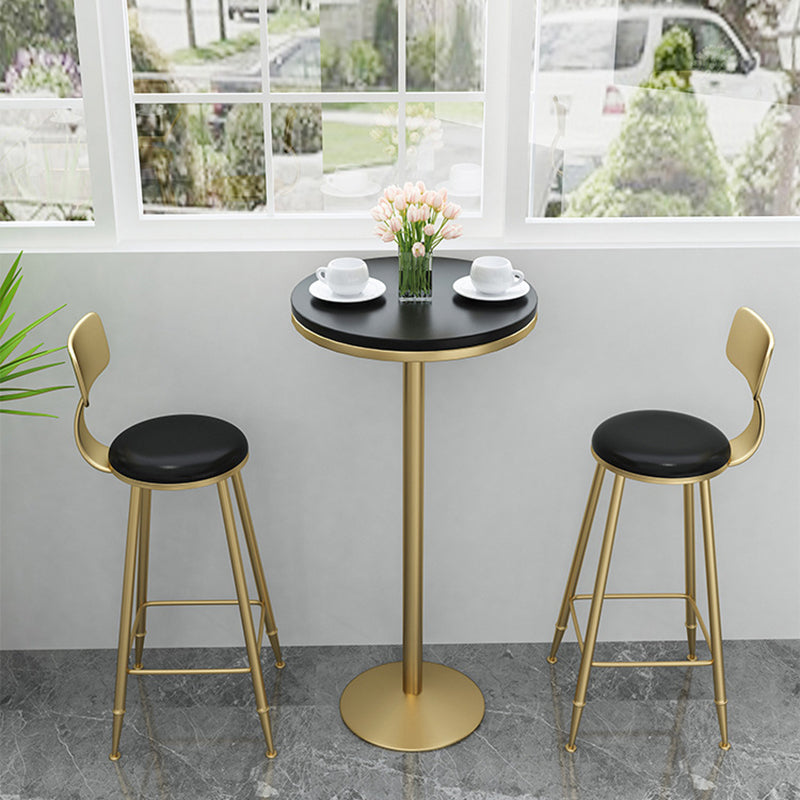 Glam Bar Table in Metal Pedestal Faux Marble Top Bar Dining Table for Small Places Black Round Clearhalo 'Bar Furniture' 'Bar Tables' 'bar_tables' 'furn' 'furn_bar_tables' 'Furniture' 'Kitchen & Dining Furniture' 6296978