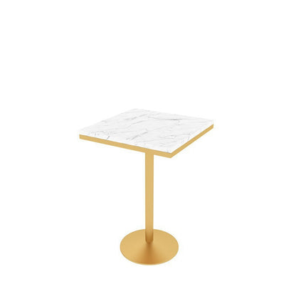 Glam Bar Table in Metal Pedestal Faux Marble Top Bar Dining Table for Small Places 21.7"L x 21.7"W x 29.5"H White Square Clearhalo 'Bar Furniture' 'Bar Tables' 'bar_tables' 'furn' 'furn_bar_tables' 'Furniture' 'Kitchen & Dining Furniture' 6296979