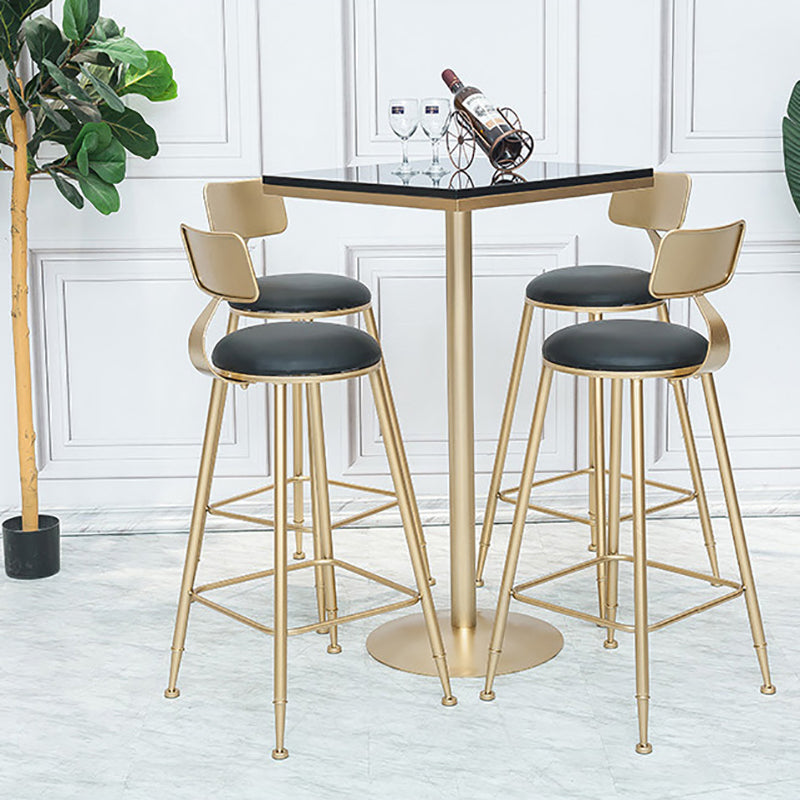 Glam Bar Table in Metal Pedestal Faux Marble Top Bar Dining Table for Small Places Black Square Clearhalo 'Bar Furniture' 'Bar Tables' 'bar_tables' 'furn' 'furn_bar_tables' 'Furniture' 'Kitchen & Dining Furniture' 6296980