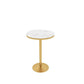 Glam Bar Table in Metal Pedestal Faux Marble Top Bar Dining Table for Small Places 21.7"L x 21.7"W x 29.5"H White Round Clearhalo 'Bar Furniture' 'Bar Tables' 'bar_tables' 'furn' 'furn_bar_tables' 'Furniture' 'Kitchen & Dining Furniture' 6296981
