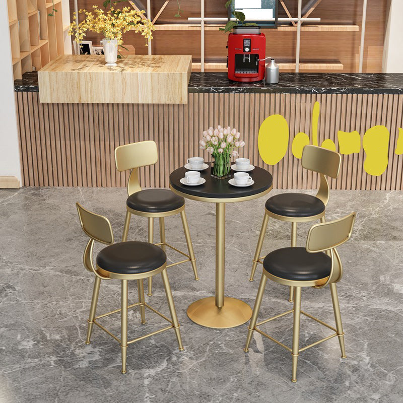 Glam Bar Table in Metal Pedestal Faux Marble Top Bar Dining Table for Small Places 21.7"L x 21.7"W x 29.5"H Black Round Clearhalo 'Bar Furniture' 'Bar Tables' 'bar_tables' 'furn' 'furn_bar_tables' 'Furniture' 'Kitchen & Dining Furniture' 6296982