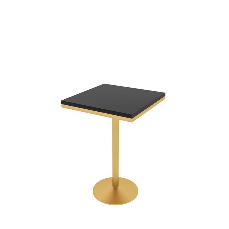 Glam Bar Table in Metal Pedestal Faux Marble Top Bar Dining Table for Small Places 21.7"L x 21.7"W x 29.5"H Black Square Clearhalo 'Bar Furniture' 'Bar Tables' 'bar_tables' 'furn' 'furn_bar_tables' 'Furniture' 'Kitchen & Dining Furniture' 6296983