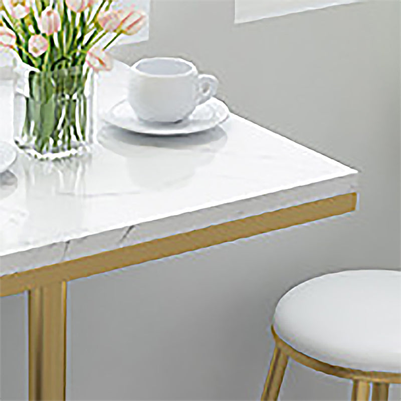 Glam Bar Table in Metal Pedestal Faux Marble Top Bar Dining Table for Small Places Clearhalo 'Bar Furniture' 'Bar Tables' 'bar_tables' 'furn' 'furn_bar_tables' 'Furniture' 'Kitchen & Dining Furniture' 6296984