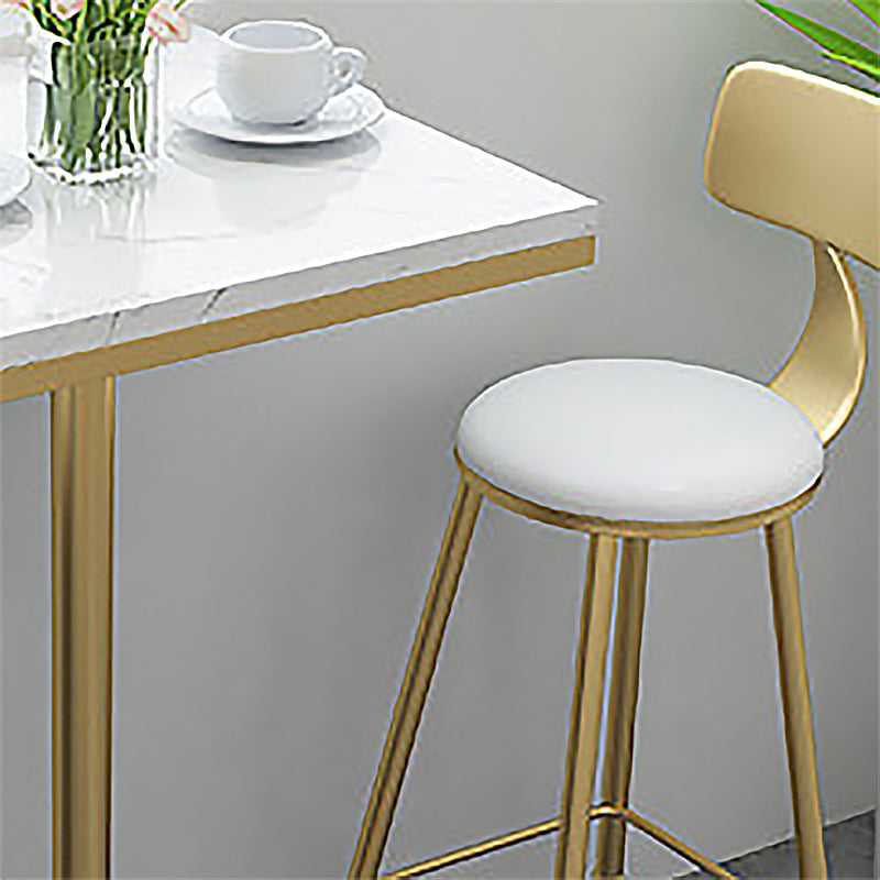 Glam Bar Table in Metal Pedestal Faux Marble Top Bar Dining Table for Small Places Clearhalo 'Bar Furniture' 'Bar Tables' 'bar_tables' 'furn' 'furn_bar_tables' 'Furniture' 'Kitchen & Dining Furniture' 6296985