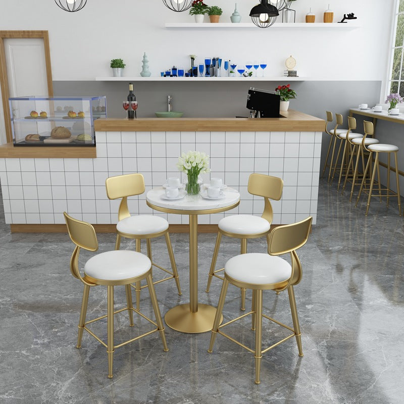 Glam Bar Table in Metal Pedestal Faux Marble Top Bar Dining Table for Small Places Clearhalo 'Bar Furniture' 'Bar Tables' 'bar_tables' 'furn' 'furn_bar_tables' 'Furniture' 'Kitchen & Dining Furniture' 6296989