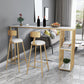 Industrial Bar Table Bar Height Rectangle Pub Table for Indoor 63"L x 15.7"W x 41.3"H White-Gold Without Chairs Clearhalo 'Bar Furniture' 'Bar Tables' 'bar_tables' 'furn' 'furn_bar_tables' 'Furniture' 'Kitchen & Dining Furniture' 6296998
