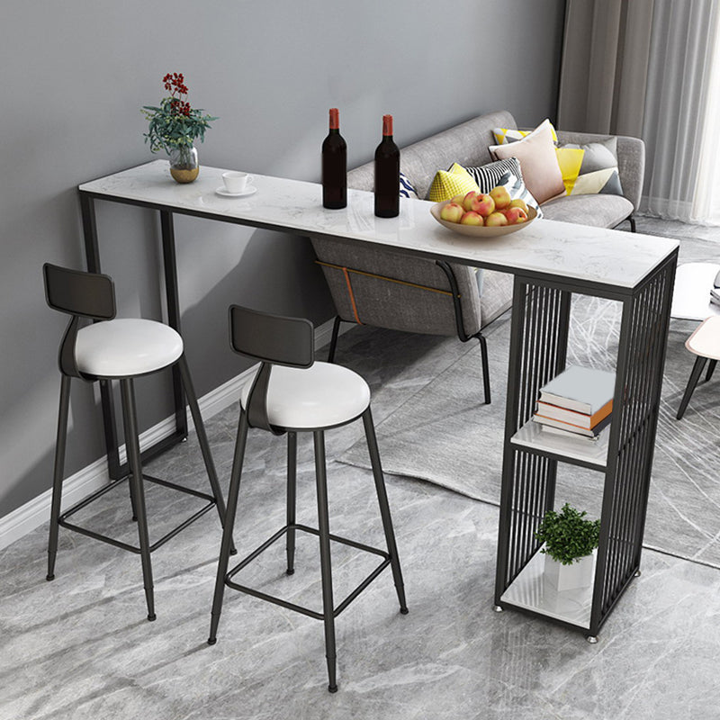 Industrial Bar Table Bar Height Rectangle Pub Table for Indoor 63"L x 15.7"W x 41.3"H Black White Without Chairs Clearhalo 'Bar Furniture' 'Bar Tables' 'bar_tables' 'furn' 'furn_bar_tables' 'Furniture' 'Kitchen & Dining Furniture' 6296999