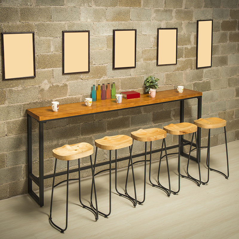 Industrial Bar Table Solid Wood Bar Height Rectangle Pub Table for Breakroom 78.7"L x 15.7"W x 41.3"H Without Chairs Clearhalo 'Bar Furniture' 'Bar Tables' 'bar_tables' 'furn' 'furn_bar_tables' 'Furniture' 'Kitchen & Dining Furniture' 6297011