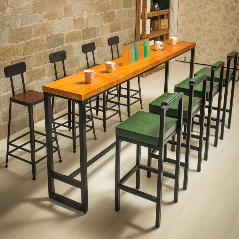 Industrial Bar Table Solid Wood Bar Height Rectangle Pub Table for Breakroom 86.6"L x 15.7"W x 41.3"H Without Chairs Clearhalo 'Bar Furniture' 'Bar Tables' 'bar_tables' 'furn' 'furn_bar_tables' 'Furniture' 'Kitchen & Dining Furniture' 6297012