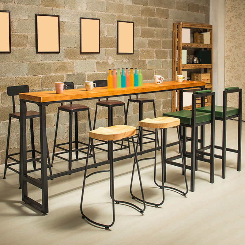 Industrial Bar Table Solid Wood Bar Height Rectangle Pub Table for Breakroom 94.5"L x 15.7"W x 41.3"H Without Chairs Clearhalo 'Bar Furniture' 'Bar Tables' 'bar_tables' 'furn' 'furn_bar_tables' 'Furniture' 'Kitchen & Dining Furniture' 6297014