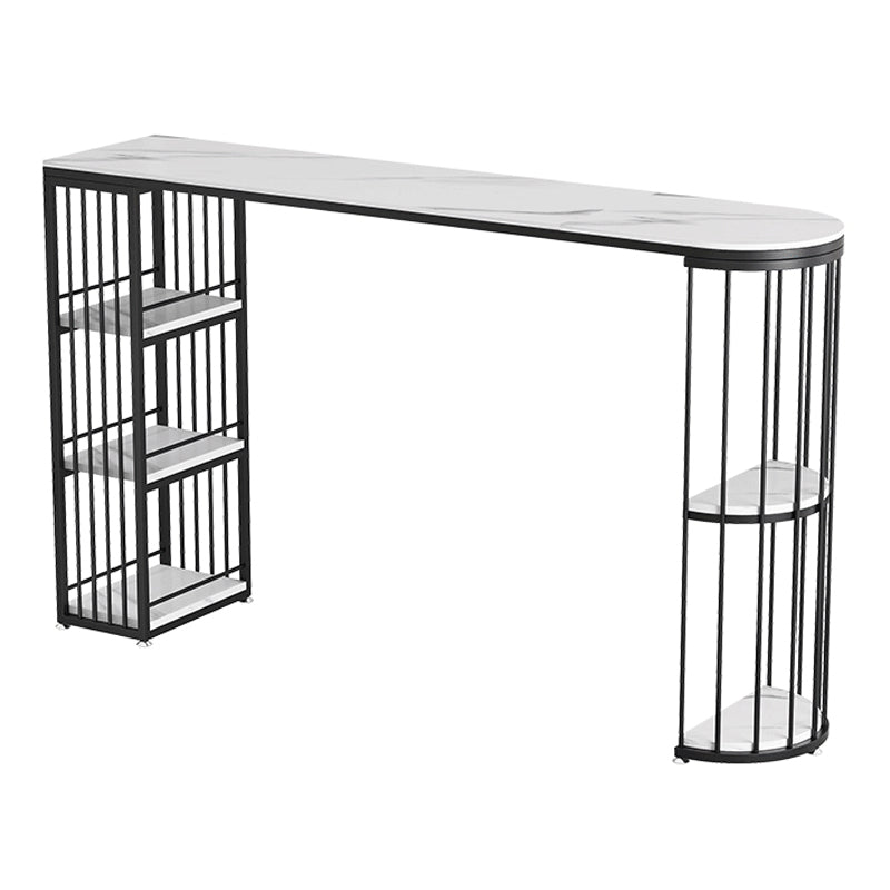 Modern Sintered Stone Bar Table Metal Base Dining Table with Storage Shelves Clearhalo 'Bar Furniture' 'Bar Tables' 'bar_tables' 'furn' 'furn_bar_tables' 'Furniture' 'Kitchen & Dining Furniture' 6297038