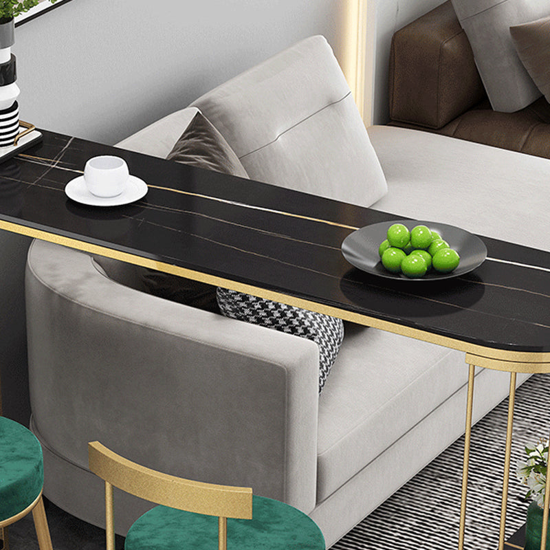 Modern Sintered Stone Bar Table Metal Base Dining Table with Storage Shelves Clearhalo 'Bar Furniture' 'Bar Tables' 'bar_tables' 'furn' 'furn_bar_tables' 'Furniture' 'Kitchen & Dining Furniture' 6297039