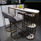 Modern Stone Bar Table Metal Base Dining Table with Storage Shelves 63"L x 15.7"W x 41.3"H Gold Without Chairs Clearhalo 'Bar Furniture' 'Bar Tables' 'bar_tables' 'furn' 'furn_bar_tables' 'Furniture' 'Kitchen & Dining Furniture' 6297050