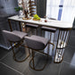 Modern Stone Bar Table Metal Base Dining Table with Storage Shelves 70.9"L x 15.7"W x 41.3"H Gold Without Chairs Clearhalo 'Bar Furniture' 'Bar Tables' 'bar_tables' 'furn' 'furn_bar_tables' 'Furniture' 'Kitchen & Dining Furniture' 6297051