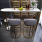 Modern Stone Bar Table Metal Base Dining Table with Storage Shelves 55.1"L x 15.7"W x 41.3"H Gold Without Chairs Clearhalo 'Bar Furniture' 'Bar Tables' 'bar_tables' 'furn' 'furn_bar_tables' 'Furniture' 'Kitchen & Dining Furniture' 6297052