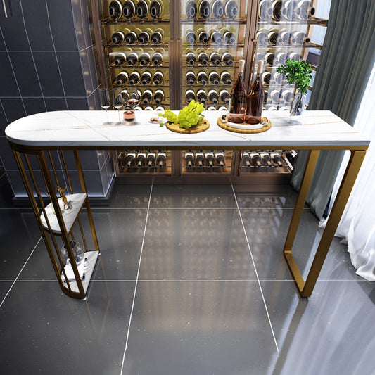 Tavolo da bar in pietra moderno tavolo da pranzo a base di metallo con ripiani